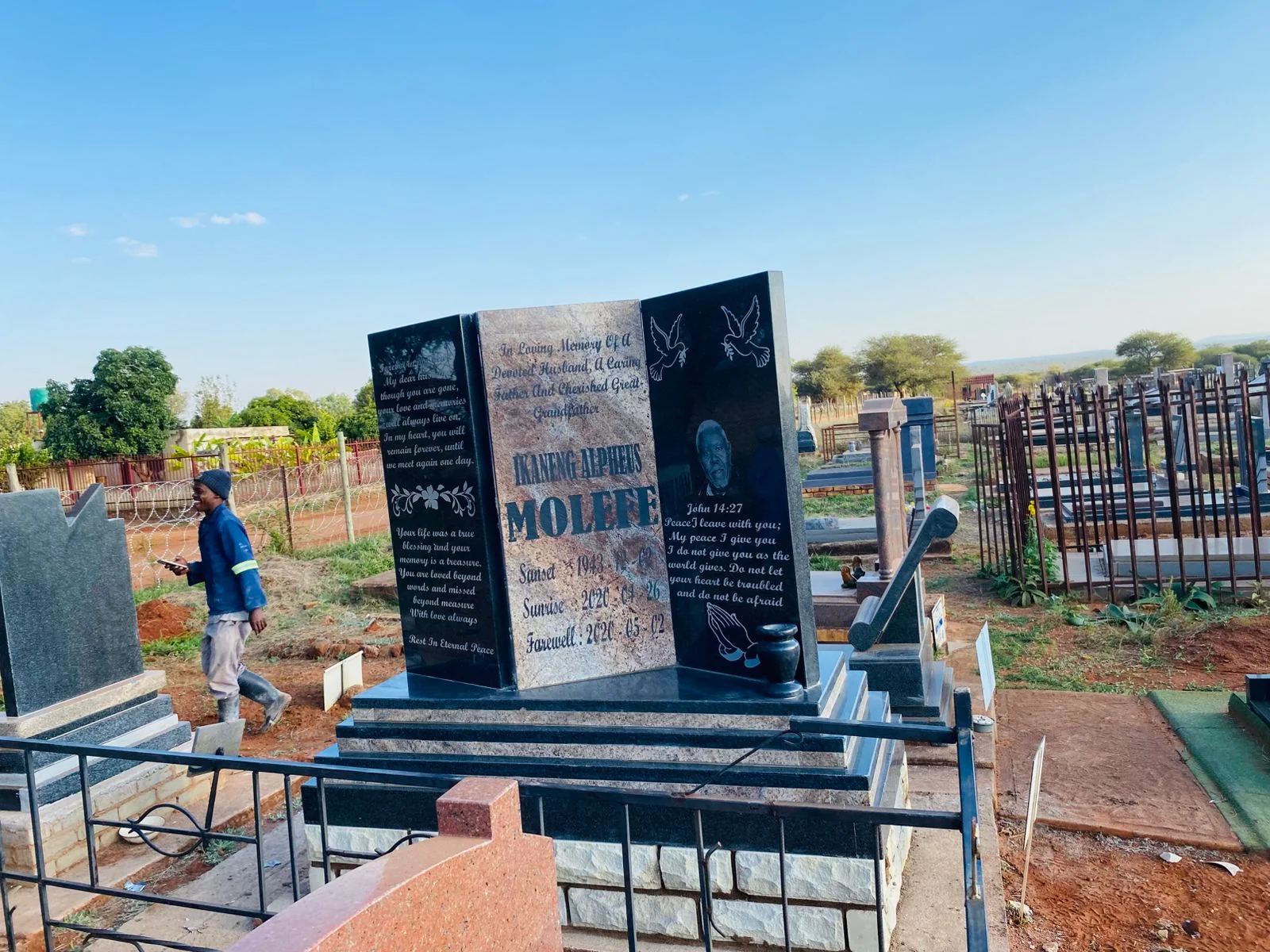 Peaceful cemetery landscape at sunrise