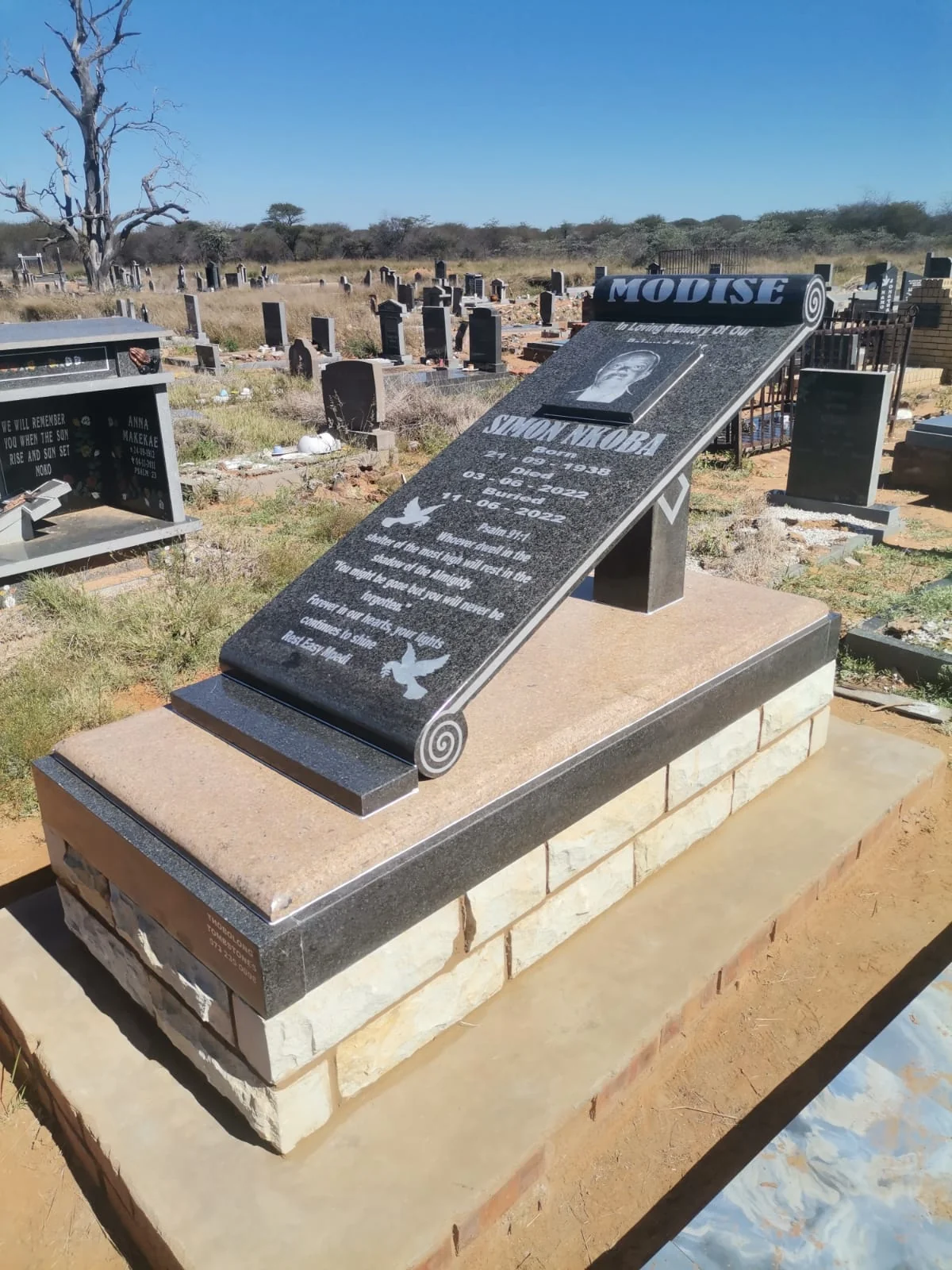 The Eternal — African Red Granite memorial with bevelled edges